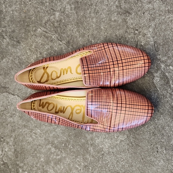 Sam Edelman slip on rain loafer pink red plaid size 7.5 - Picture 3 of 8